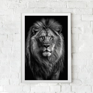 Black and White Lion PRINTABLE, Decor, Art, Lion, Poster, Animal Poster, Animal Wall Art, Home Decor, Abstract, INSTANT DOWNLOAD