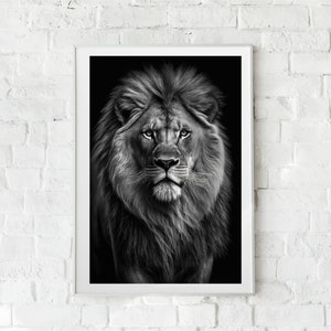 Black and White Lion PRINTABLE, Decor, Art, Lion, Poster, Animal Poster, Animal Wall Art, Home Decor, Abstract, INSTANT DOWNLOAD