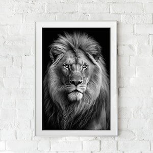 Black and White Lion PRINTABLE, Decor, Art, Lion, Poster, Animal Poster, Animal Wall Art, Home Decor, Abstract, INSTANT DOWNLOAD