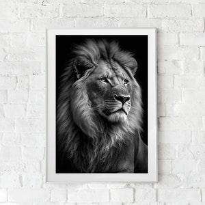 Black and White Lion PRINTABLE, Decor, Art, Lion, Poster, Animal Poster, Animal Wall Art, Home Decor, Abstract, INSTANT DOWNLOAD