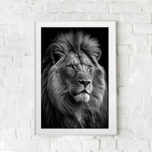 Black and White Lion PRINTABLE, Decor, Art, Lion, Poster, Animal Poster, Animal Wall Art, Home Decor, Abstract, INSTANT DOWNLOAD