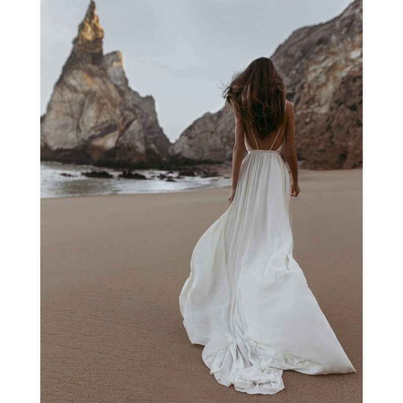 Open Back Tulle Boho Wedding Dress Simple and Elegant Open Etsy