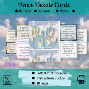 Tarjetas de debate sobre paz y conflictos - imprimibles