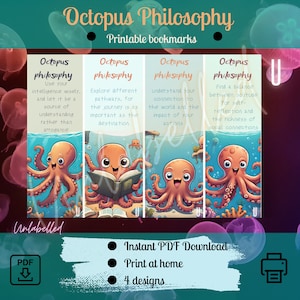 Cute octopus bookmarks - printable