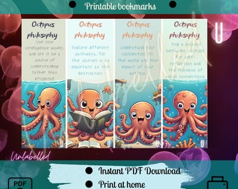 Cute octopus bookmarks - printable