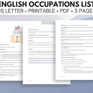 List of professions, occupations, English vocabulary, different kinds of jobs, grammar structures, websites, services, career plans, goals.