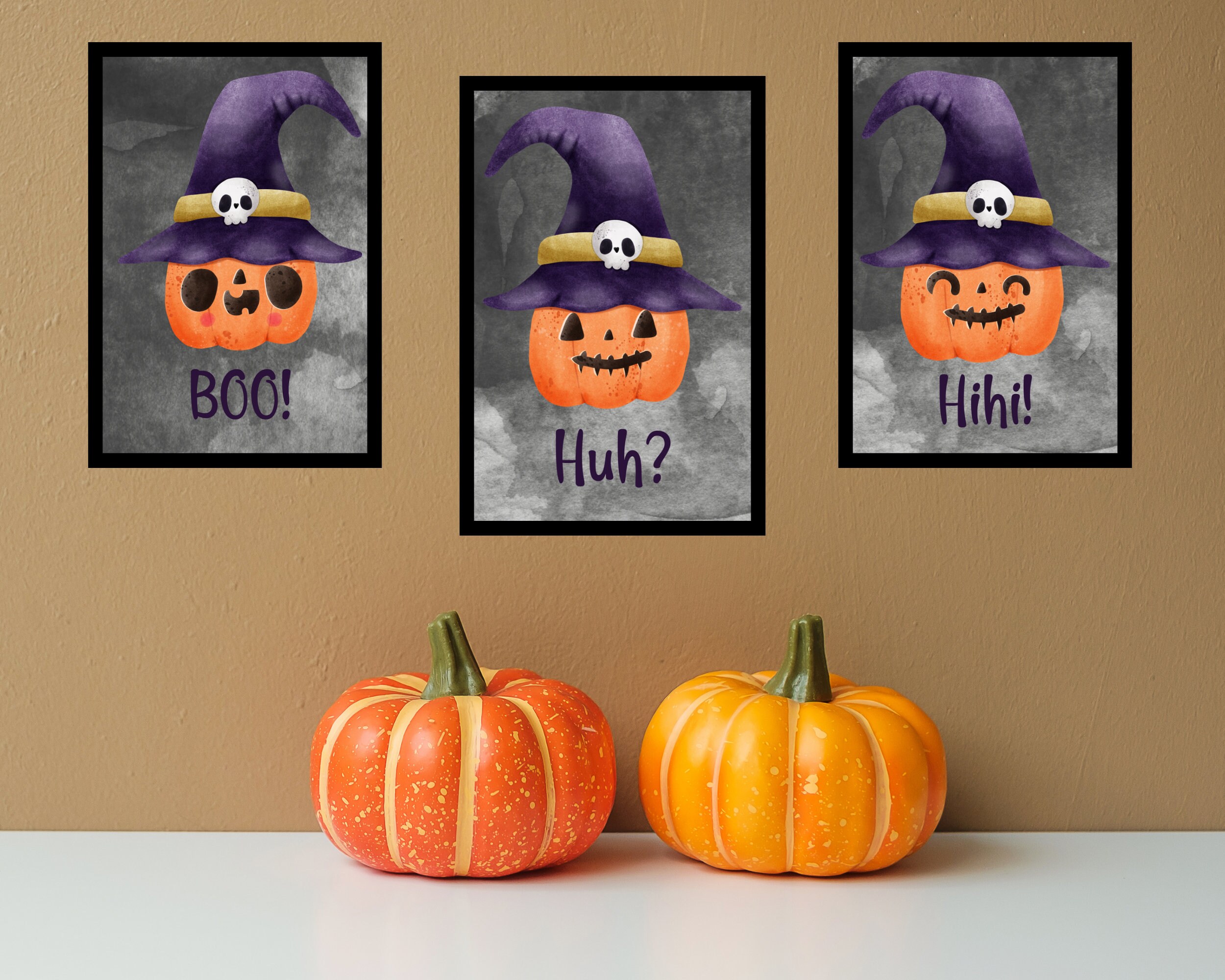 Halloween Cute Printable Wall Art Three Piece Funny - Etsy