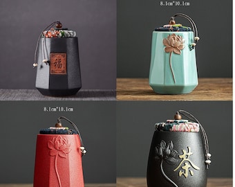 TheTeaGardenShop - Retro Stoneware Ceramic Tea Caddy with 4 Variations