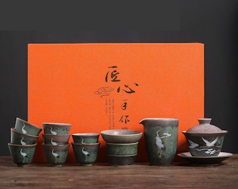 TheTeaGardenShop - New Chinese Crane Tea Set - Yulan Cup and Exposure Variations Available!