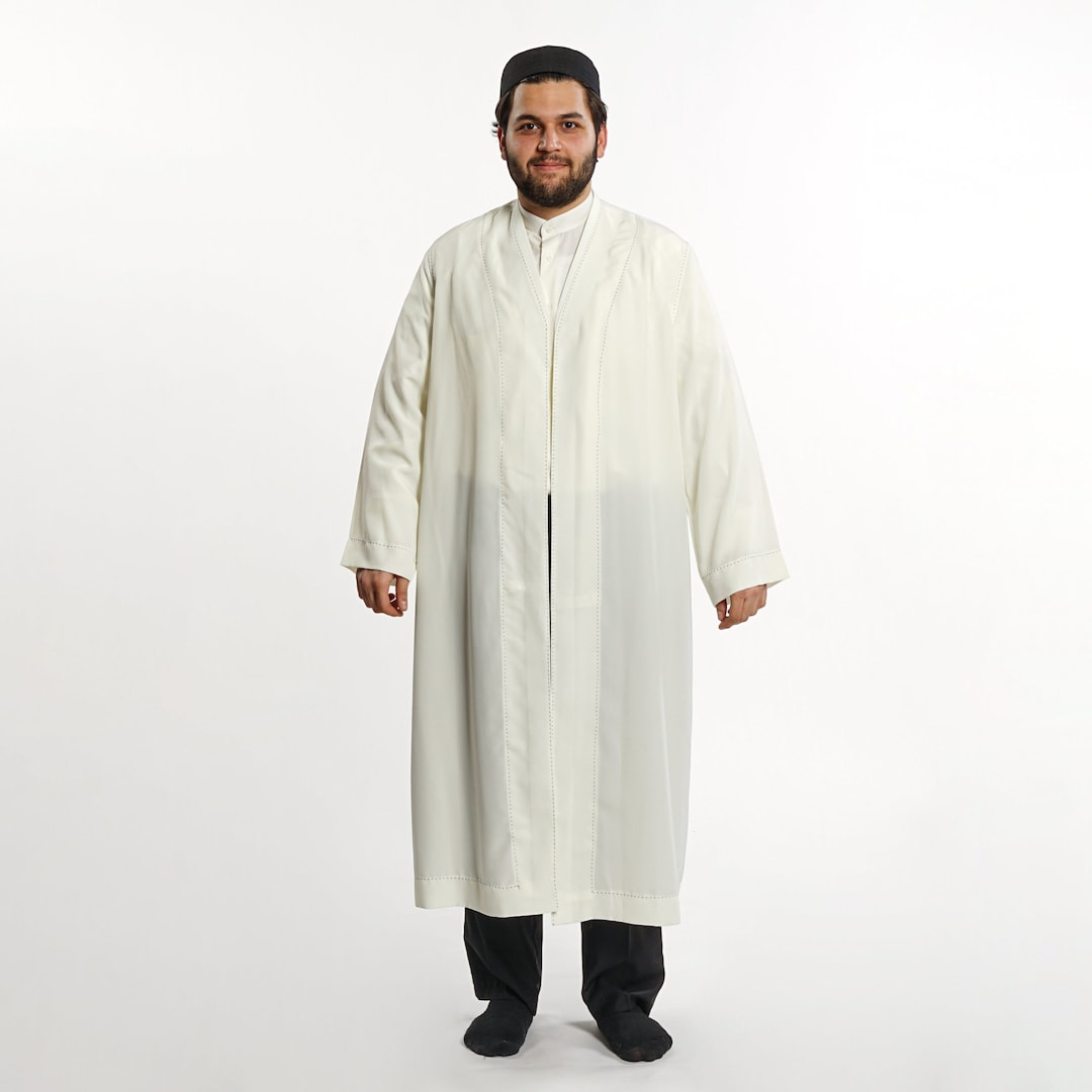 Men’s Islamic Jubba Coat – Traditional Long Overcoat – White Ottoman ...