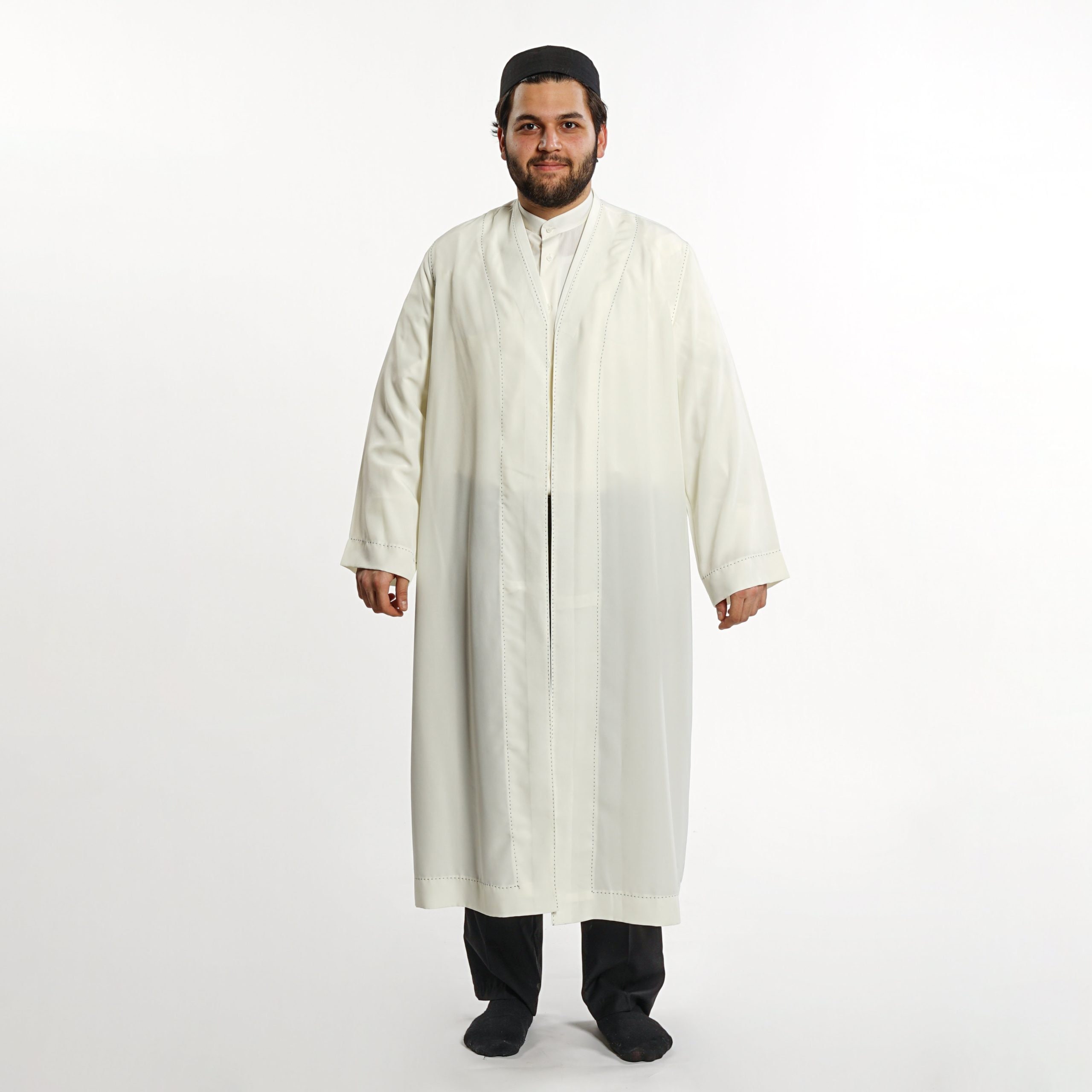 chinese dress ladies Men's Elegant Polyester Poplin Thobe/Jubba with Silver Detailing-Grey 2XL[+$2.99] / 56[+$4.99]