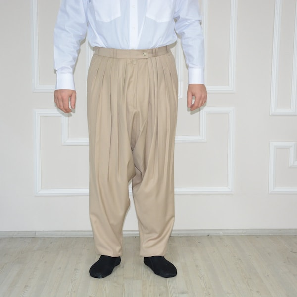 5 Plissee Shalwar Hose für muslimischen Mann | Klassische Haremshose für Männer | Arabische Kleidung Außen tragen | Islamisches Geschenk für Mann, Vater, Ihn