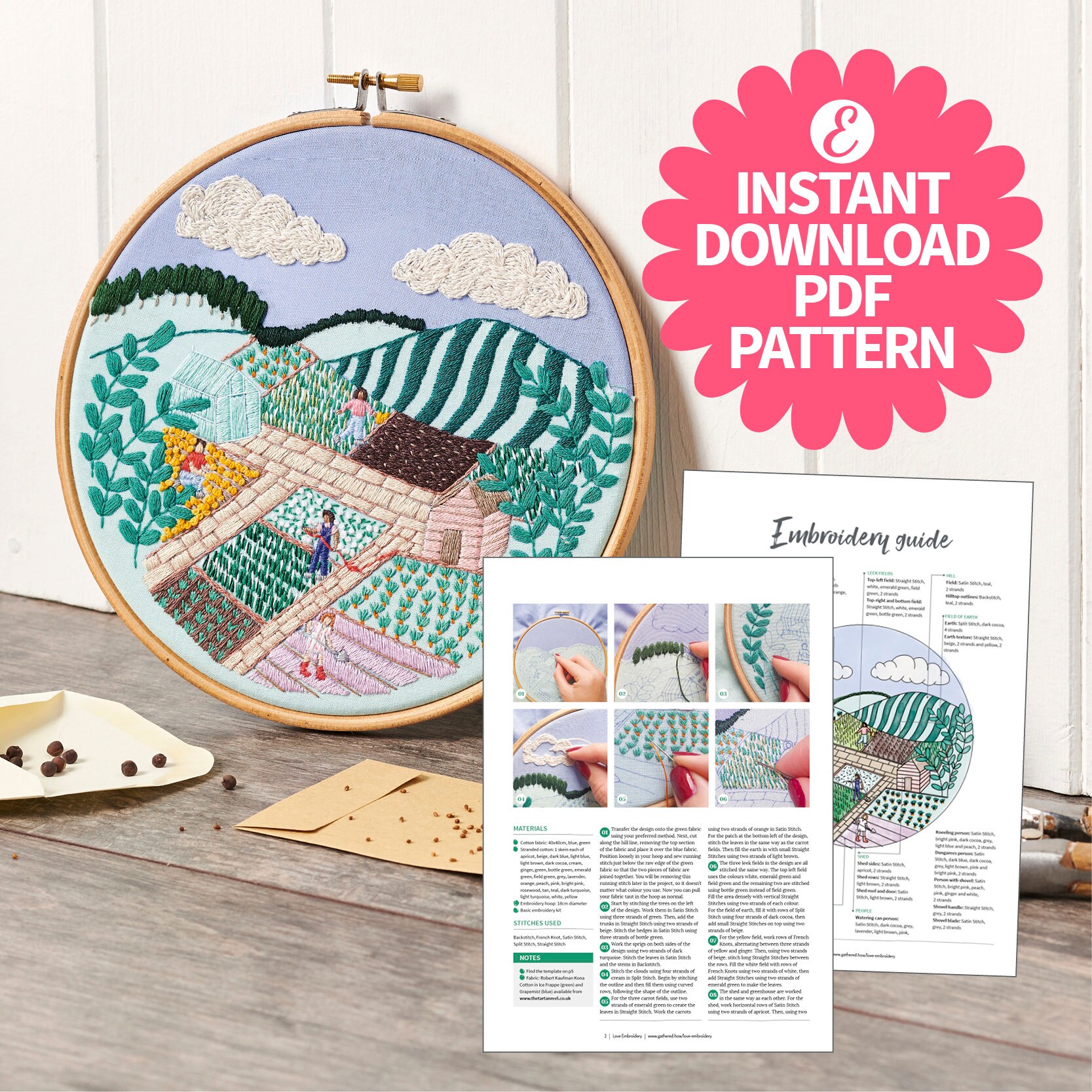 Grow Your Own Allotment Garden Hoop/love Embroidery/digital Hand