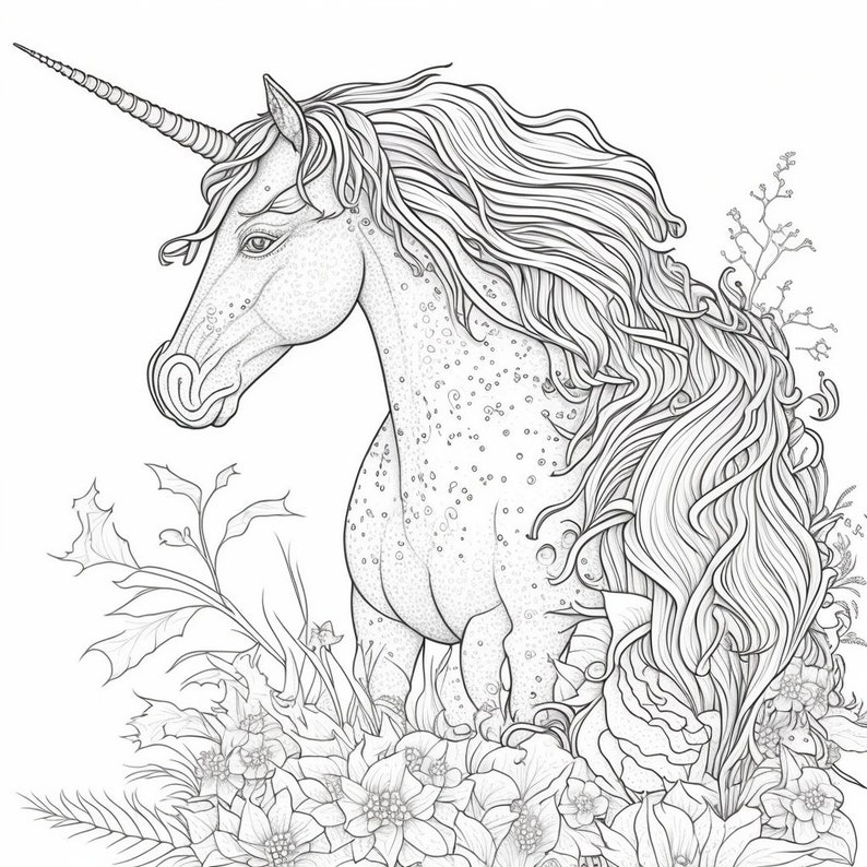 Printable Magical Unicorn Coloring Pages Etsy