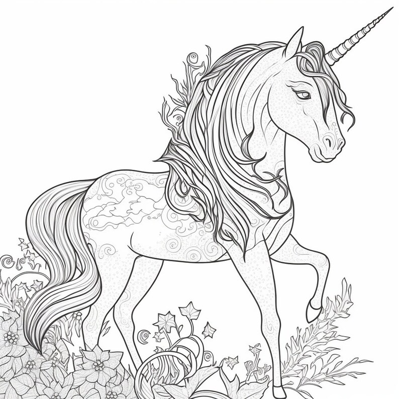 Printable Magical Unicorn Coloring Pages Etsy Printable Magical Unicorn Coloring Pages Etsy