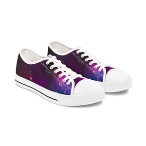 Galaxy Sneakers - Women&#39;s Low Top Shoes, Space Athletic Footwear, Starry Night Tennis Shoes, Cosmic Sneaker Boots, Nebula Lace-Up Trainers