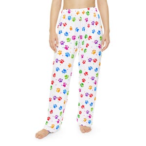 Colorful Paw Print Pajama Pants: Women&#39;s Cozy Loungewear