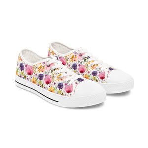 Floral Canvas Sneakers | Stylish Low Tops for Spring, Women&#39;s Casual Shoes, Lightweight Fashion Sneakers, Garden Party Footwear, Perfect