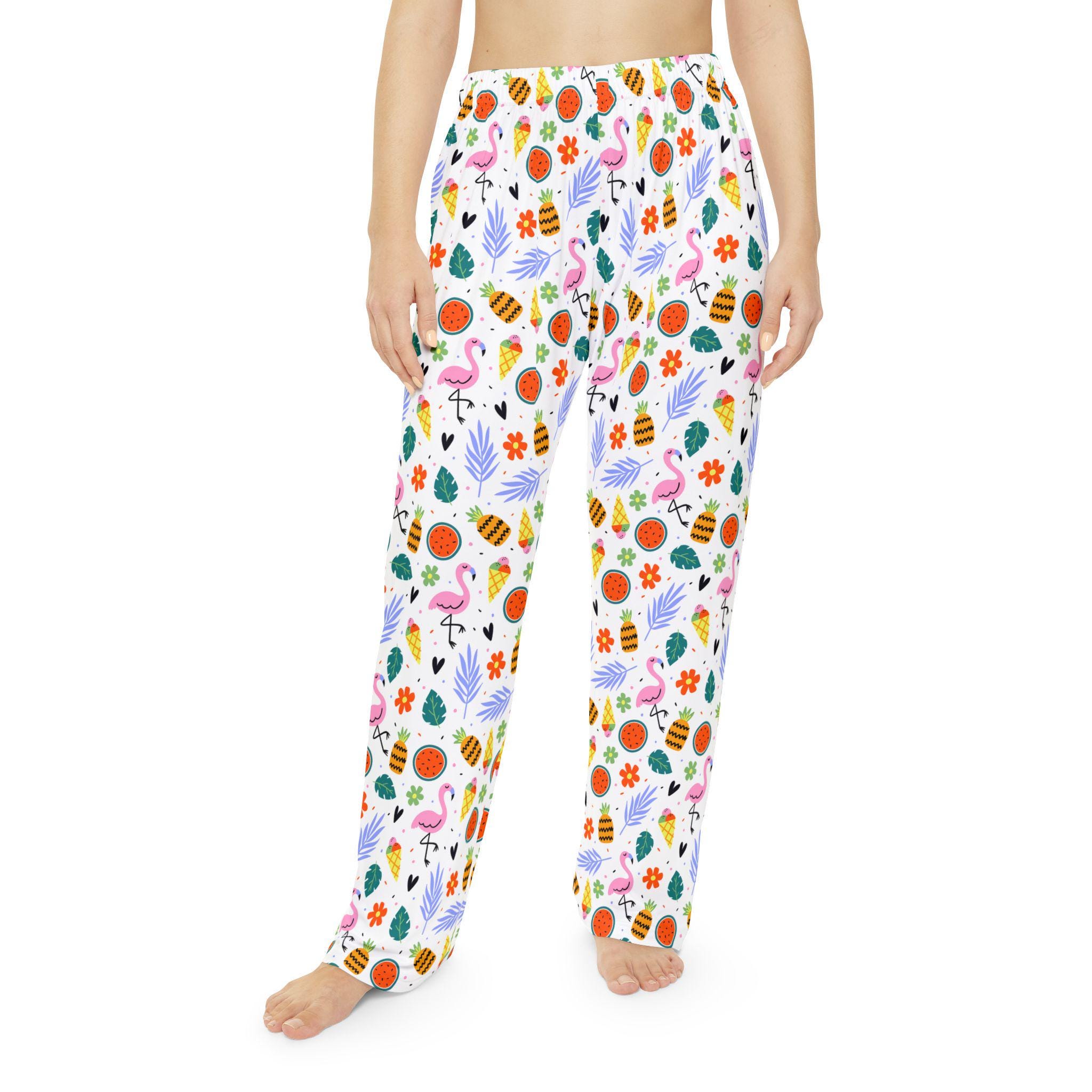 Pantaloni da pigiama da donna con stampa di frutta tropicale e