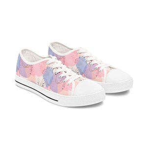 Abstract Sneakers: Pink Purple Blue Low Top Fashion Trainers