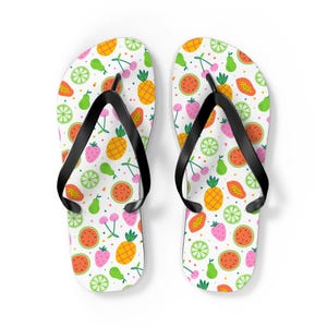 Tropical Fruit Flip Flops - Beachwear, Summer Sandals, Vacation Shoes, Pineapple, Watermelon Slippers