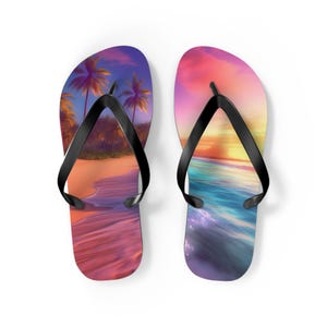 Tropical Flip Flops: Beach Lover&#39;s Polyester Suede Sandals