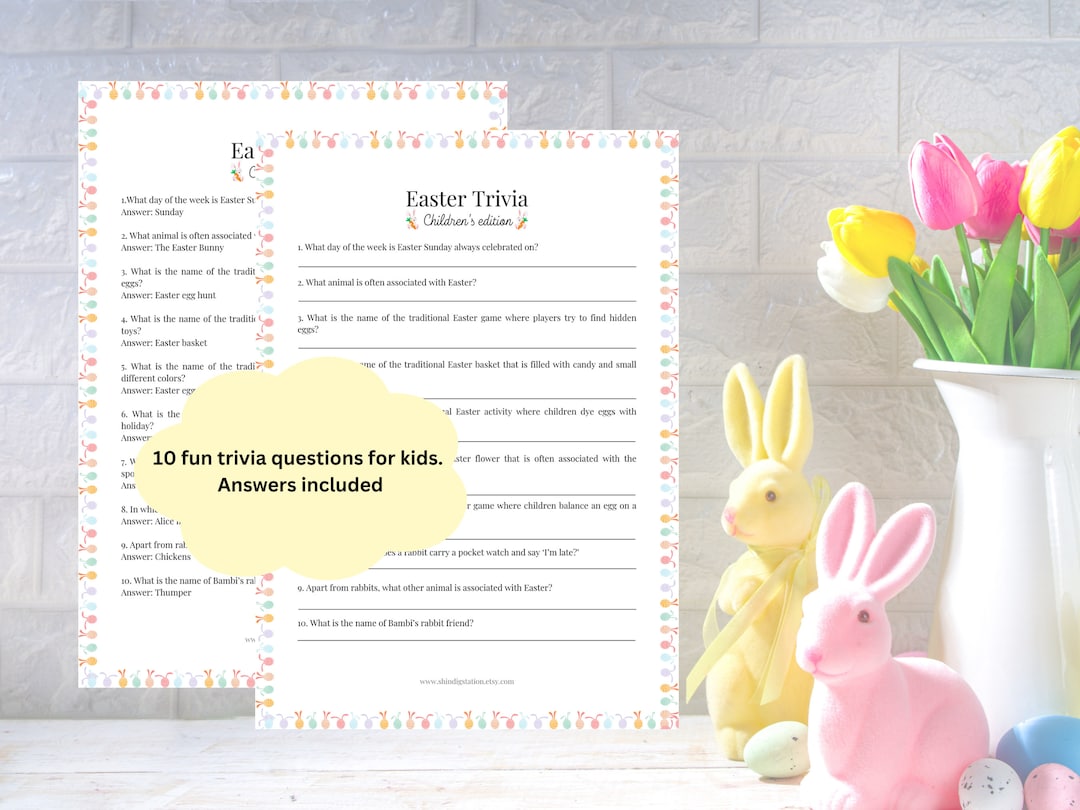 Children's Easter Trivia Gameeaster Party Game Easter