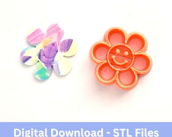 Polymer Clay Earring Cutters Smiley Face  Flower Daisy Smile Clay Cutter Sharp Tools individual cutter STL file 3d printing digital file