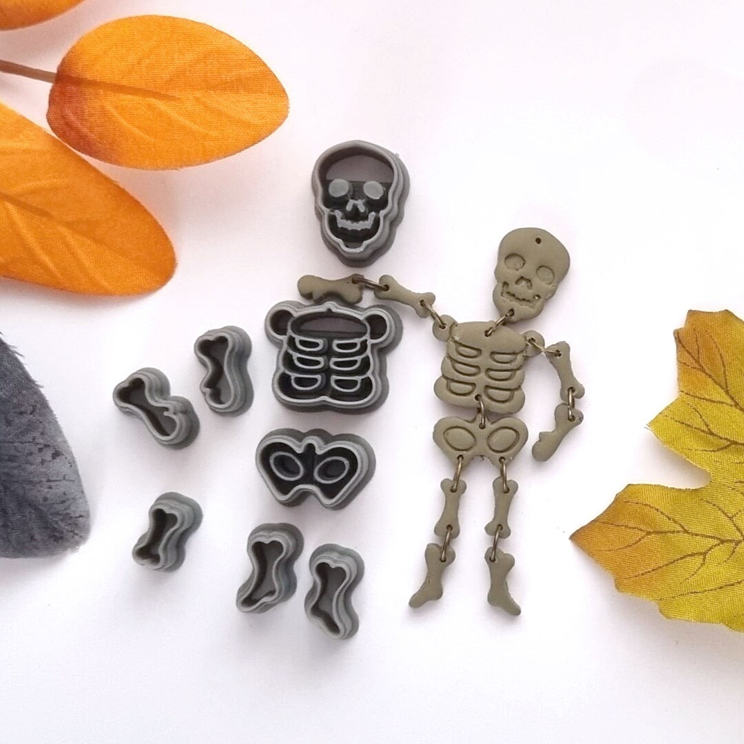 Articulated Skeleton Clay Cutters. Halloween Polymer Clay Cutters ...