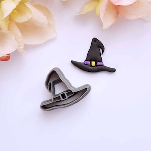 Chapeau de sorcière Halloween outil de gaufrage en pâte polymère Coupe-boucles d&#39;oreilles fantasmagoriques | Imprimé en 3D | en stock | Fabriqué et vendu au Royaume-Uni