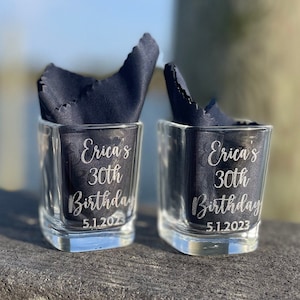 Birthday Shot Glasses, Birthday Gifts, Custom Shot Glasses, 21st Birthday, 30th Birthday Party, Personalized Shot Glasses, Birthday Favors