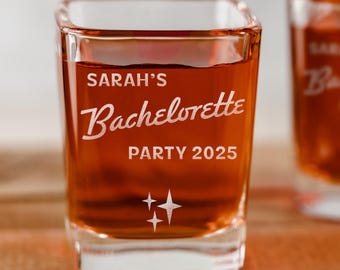 Engraved Bachelorette Shot Glasses: Star Design, Custom Party Favors