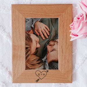 Heart Arrow Initials Personalized Picture Frame - Wedding Gifts, Engagement Gifts, Gifts For Couples, Valentines Day Gifts, Anniversary Gift