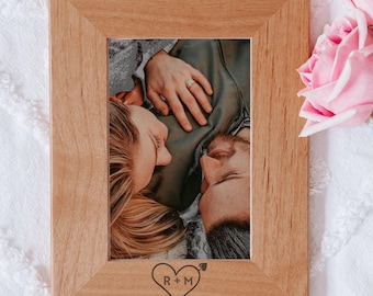 Personalized Heart Arrow Picture Frame: Wedding or Anniversary Gift