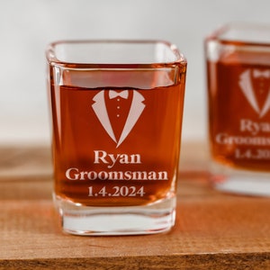 Gift For Groom, Groomsmen Gift Ideas, Square Shot Glasses, Groomsman Proposal, Groomsmen Gifts, Best Man Gift, Groomsmen Favor Keepsake