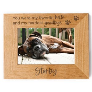 Favorite Hello Pet Memorial Picture Frame: Personalized Dog or Cat Loss Gift
