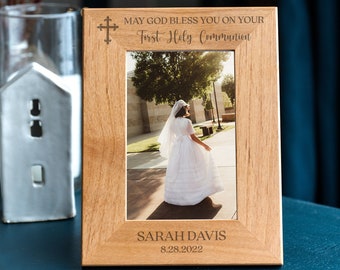 First Communion God Bless Landscape Picture Frame - First Communion Gifts For Girls or Boys, Holy Communion, First Communion Gift