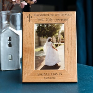 First Communion God Bless Landscape Picture Frame - First Communion Gifts For Girls or Boys, Holy Communion, First Communion Gift