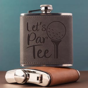 Engraved Leather Golf Flask: Let’s Par-Tee Golf Gift for Men