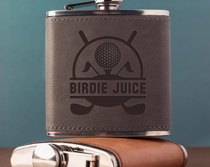 Birdie Juice Golf Flask: Funny Engraved Golf Gift or Groomsmen Favor