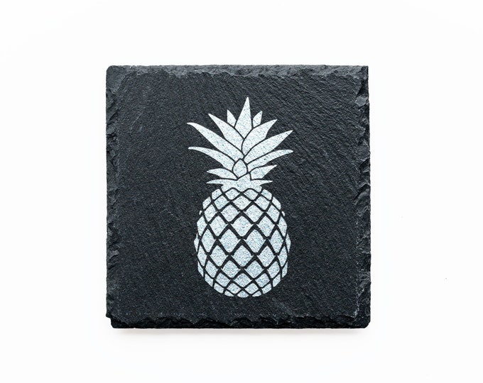 Pineapple Slate Coaster Set - Pineapple Gift, Beach Decor, Tropical Decor, Beach Coaster Set, House Decor, Bar Coasters