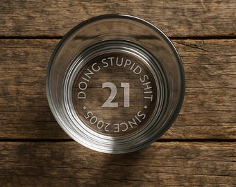 Engraved Whiskey Rocks Glass: Funny 21st Birthday Gift for Him