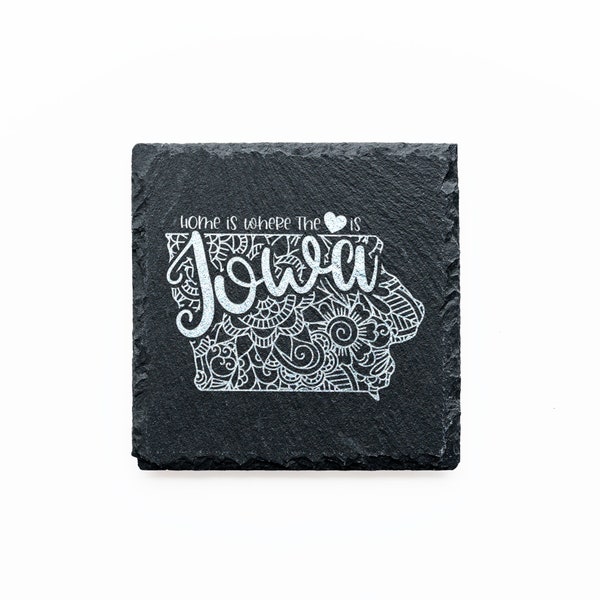 Iowa Mandala Slate Coasters - Iowa Gift, Iowa Decor, Iowa Fan, Iowa, Field Of Dreams, Hawkeye Pride, Loess Hills