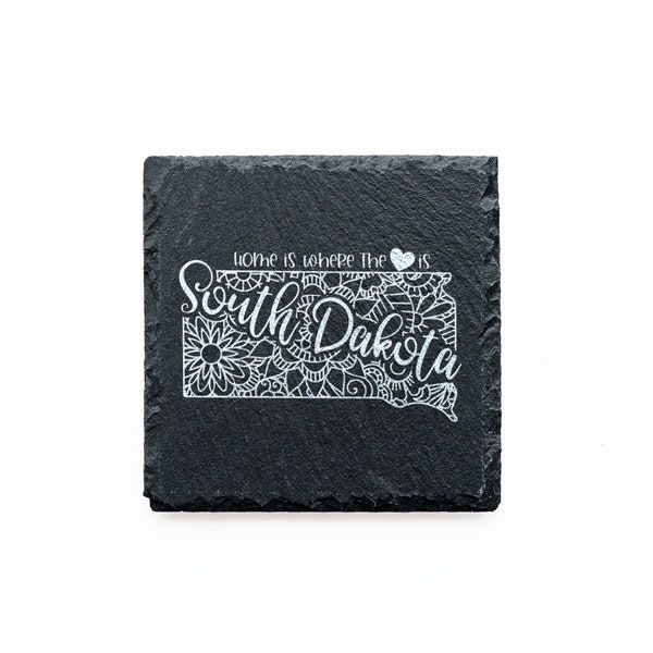 South Dakota Mandala Slate Coasters - South Dakota Gift, South Dakota Decor, South Dakota Fan, South Dakota, Black Hills