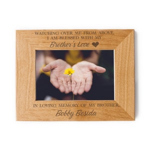 Watching Over Brother Picture Frame - In Memory Of Brother, Brother In Heaven, Brother Passed Away, 5X7 Picture Frame, Brother Memorial