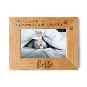 Angels And Whiskers Picture Frame - Cat Memorial Frame, Cat Memorial Gift, Cat Sympathy Gift, Picture Frame, Pet Cat Memorial, Death Of Cat