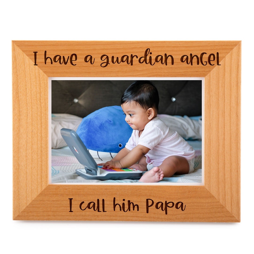 Guardian Angel Papa Picture Frame Bereavement Gifts, Funeral Gifts, Grandpa Loss, Wooden Picture