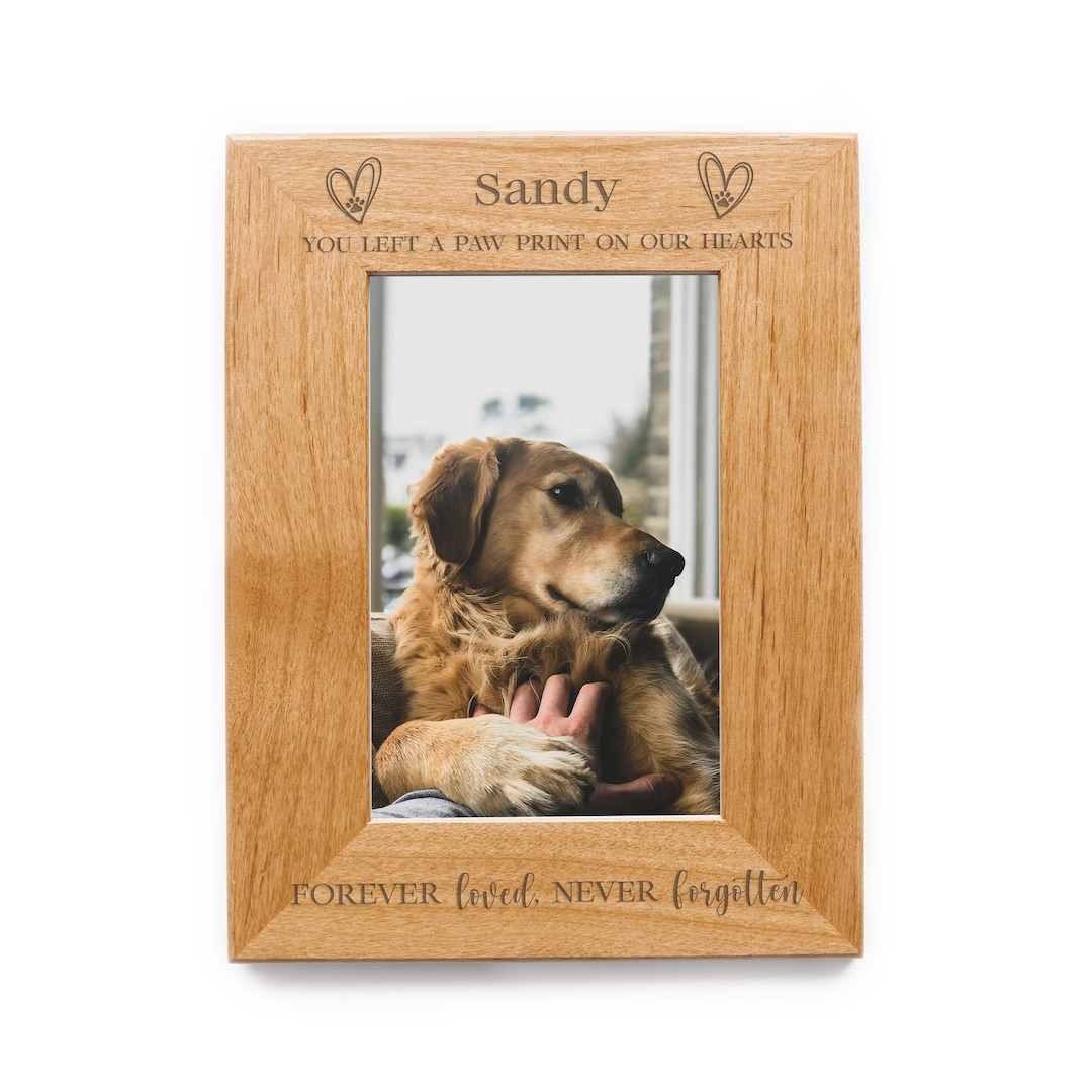 Personalised Photo Frame You Left Your Paw Prints Forever In My Heart Pet Dog Memorial Engraved Wooden Frame 5x7 Gift-923418