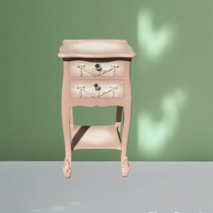 Maßgeschneidertes französisches Nachtschränkchen in Rosa und Crememischung
