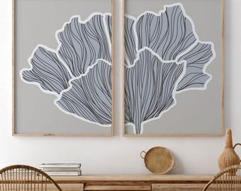 Zestaw botanicznych dekoracji ściennych – nowoczesne minimalistyczne nadruki kwiatowe (do pobrania w wersji cyfrowej)